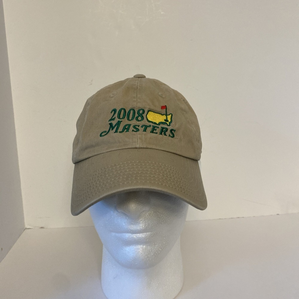 Masters Tournament Hat Cap Strap Back Mens Tan Golf 2008 Augusta National